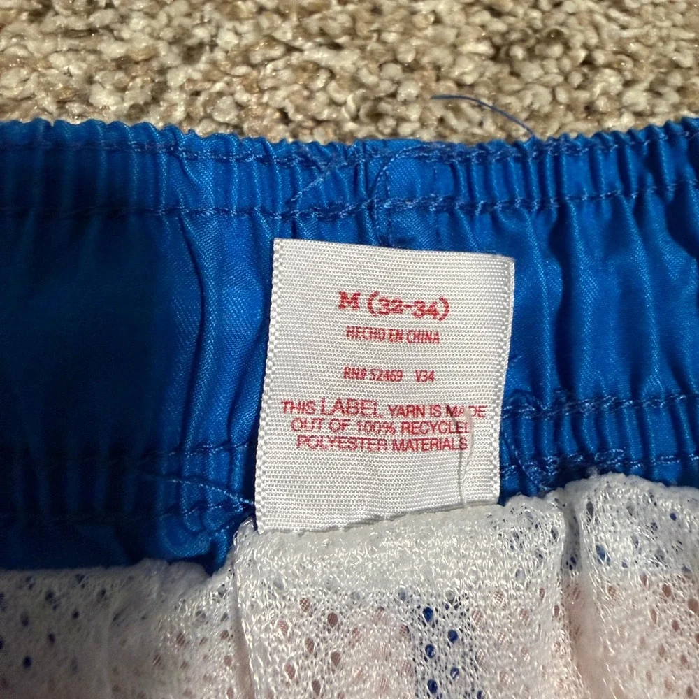 Old Navy Mens Shark Print Swim Trunks Red Blue Mesh Lined Size M 32-34